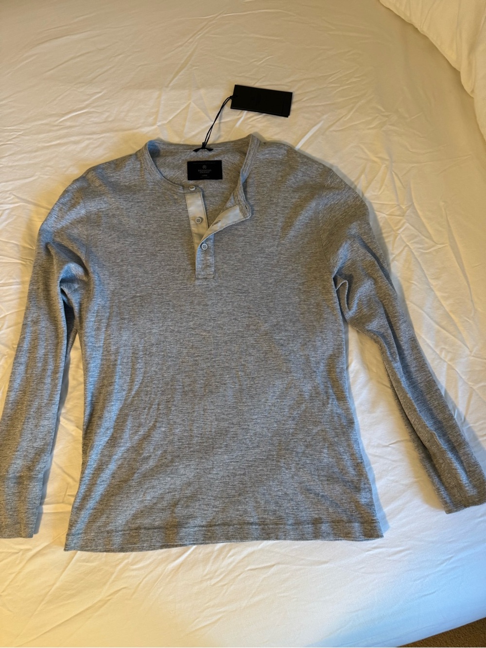 Reigning Champ Men's Slub Henley - Heather Gray - L nwt